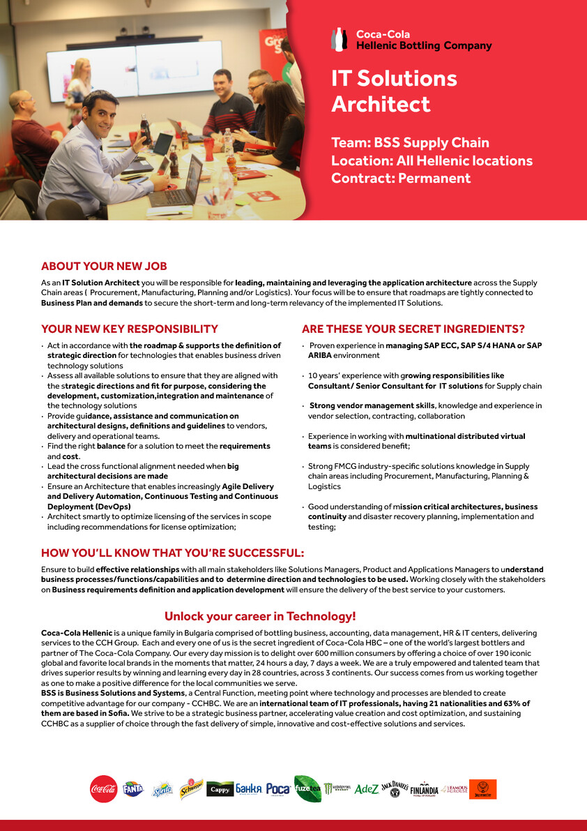 IT Solutions Architect Coca Cola HBC